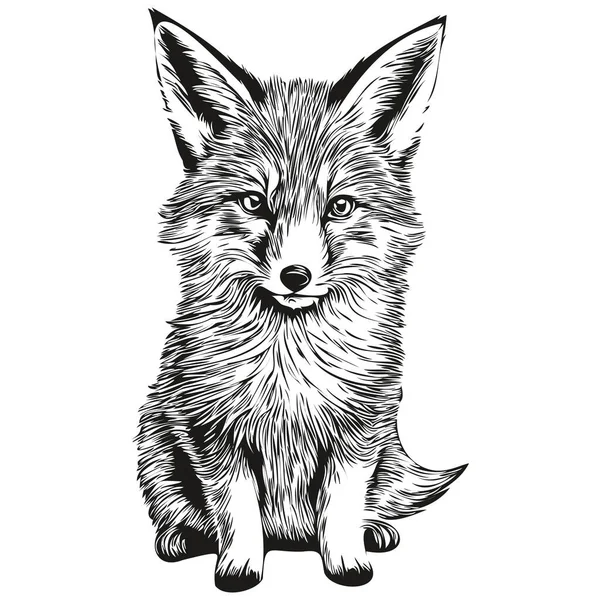黒と白の線画のキツネのベクトルイラスト Fox — ストックベクタ