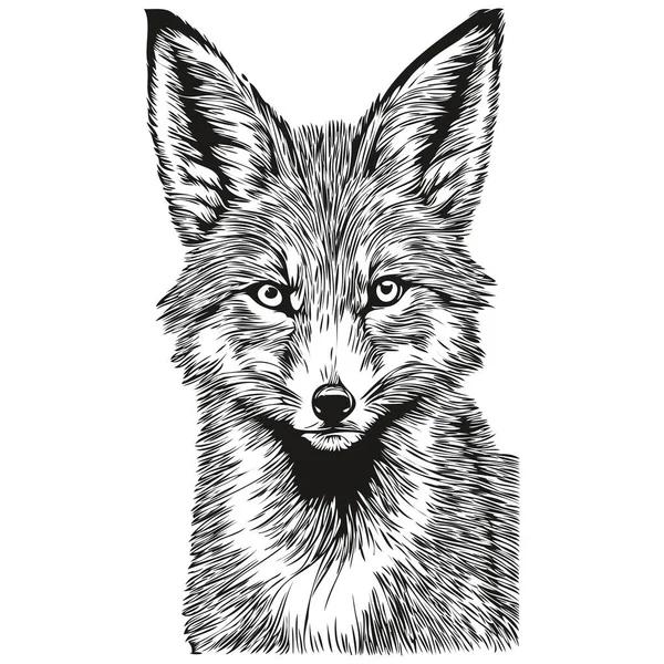 Logo Lišky Černobílá Ilustrace Ruční Kresba Lišky — Stockový vektor