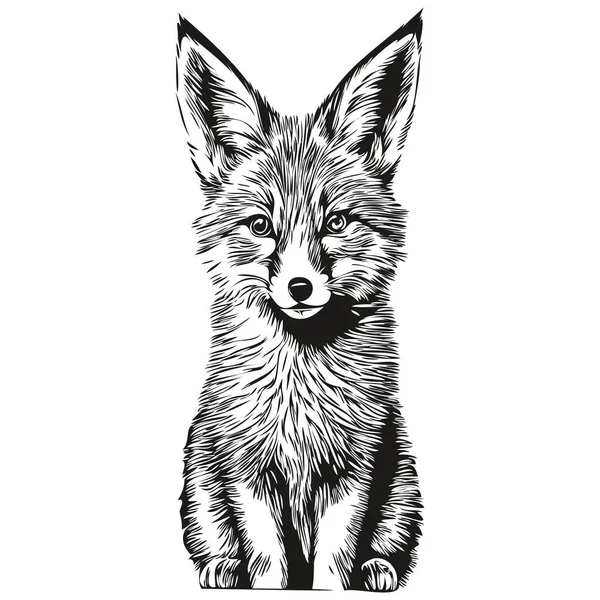 白地に狐を描いた手描き — ストックベクタ