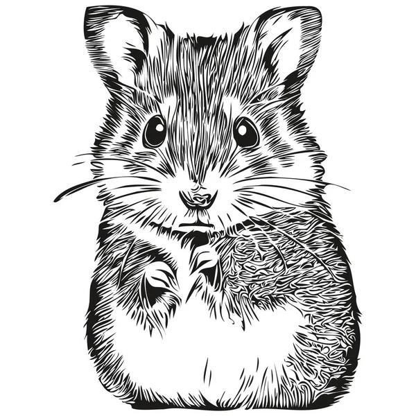 Logo Hamster Illustration Noir Blanc Dessin Main Hamster — Image vectorielle