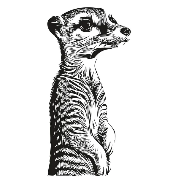 Retrato Meerkat Bonito Fundo Branco Meerkat — Vetor de Stock