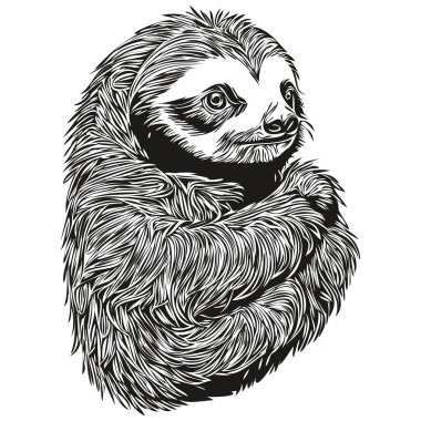 Hand drawn cartoon Sloth, vector vintage illustration Sloth clipart