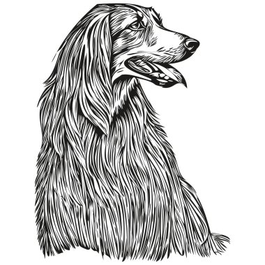 Afgan av köpeği logosu siyah-beyaz, klasik köpek kafası oymalı.
