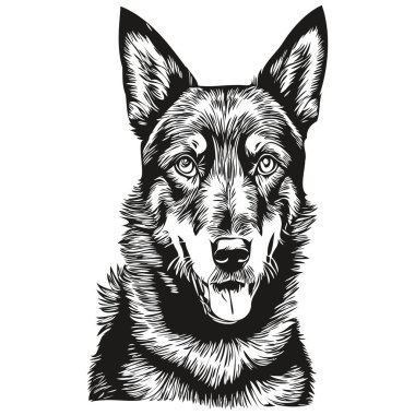 Beauceron köpek logo vektörü siyah beyaz, klasik köpek kafası oymalı.