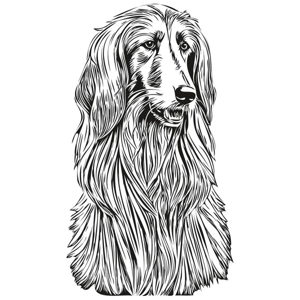 Афганський Собака Хунд Футболка Чорно Білий Милий Кумедний Контурний Малюнок — стоковий вектор