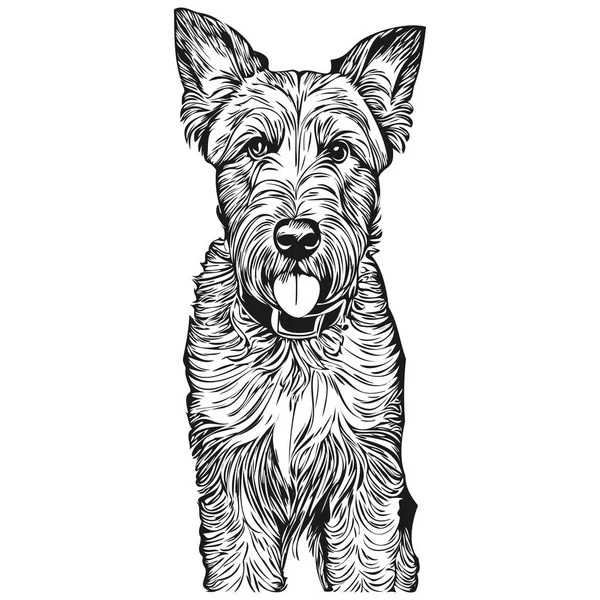 Airedale Terrier犬种画线 剪贴画动物手绘矢量黑白逼真犬种宠物 — 图库矢量图片
