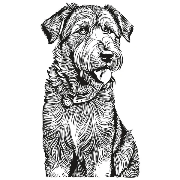 Airedale Terrier Chien Noir Dessin Vecteur Isolé Visage Peinture Croquis — Image vectorielle