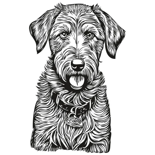 Airedale Terrier Dog Logo Vector Black White Vintage Cute Dog — Stock Vector
