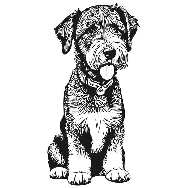 Airedale Terrier Собака Реалистичный Карандаш Рисунок Векторе Линия Художественная Иллюстрация — стоковый вектор