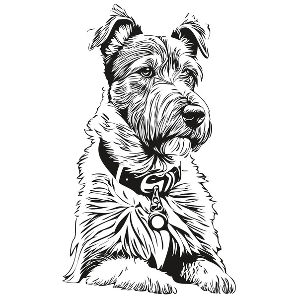Graphiques Vectoriels Chien Airedale Terrier Dessin Illustration Ligne Animale Crayon — Image vectorielle