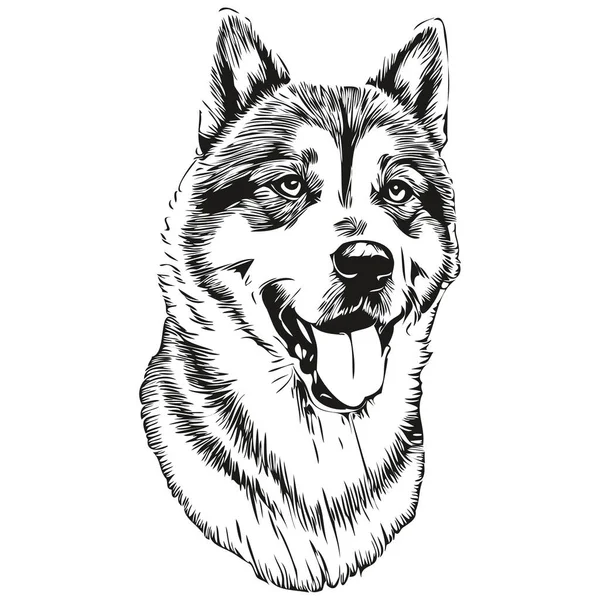Akita Dog Black Drawing Vector Isolated Face Painting Sketch Line — Stock Vector