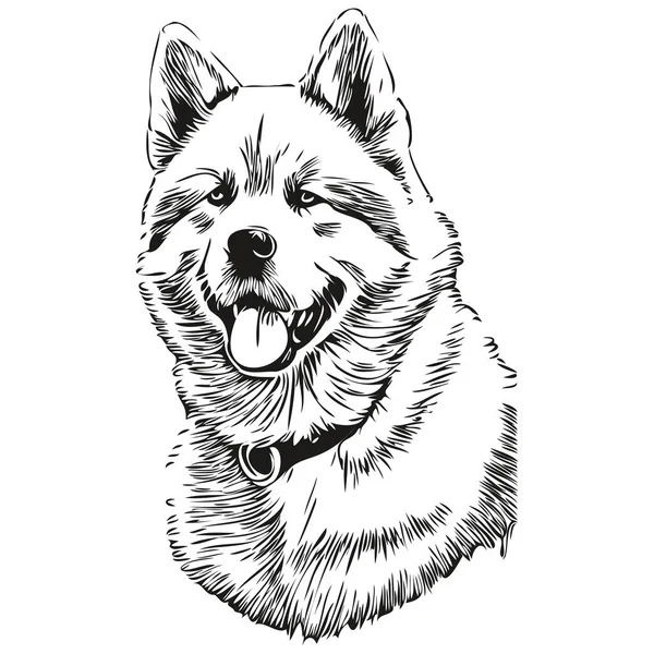 秋田犬のシルエットペットキャラクター 黒と白を描くクリップアートベクトルペット — ストックベクタ