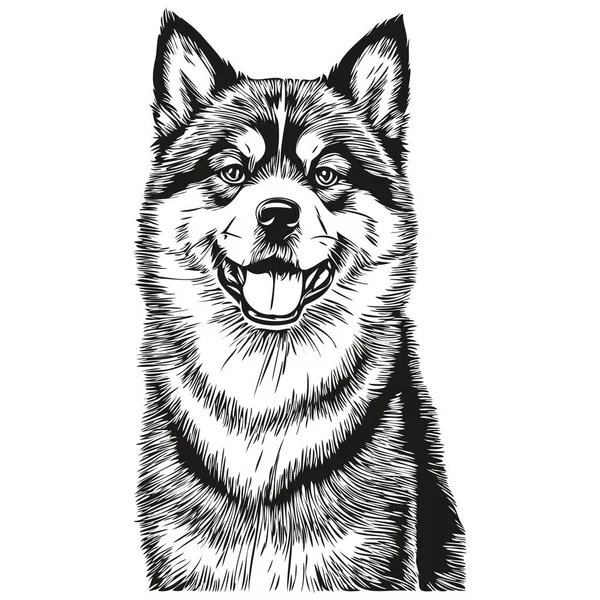 Akita Собака Футболка Отпечаток Черно Белый Милый Смешной Контур Рисунок — стоковый вектор