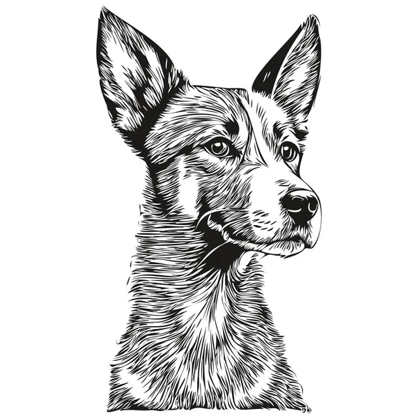 Basenji Hund Logo Vektor Schwarz Und Weiß Vintage Niedlichen Hundekopf — Stockvektor