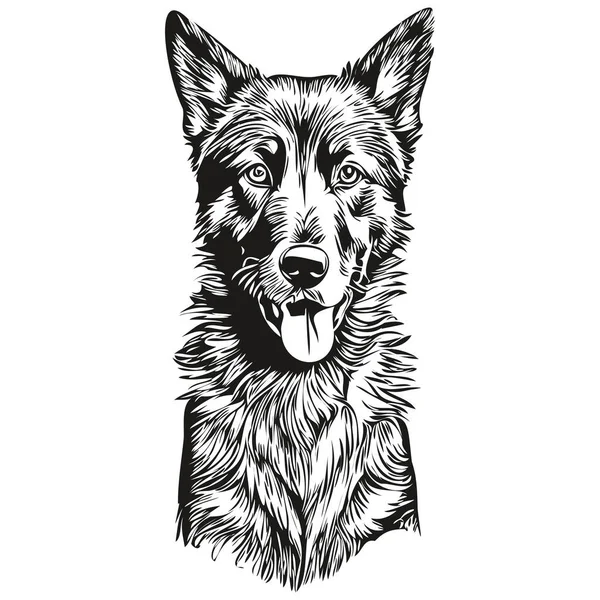 Beauceron Hund Hand Dras Logotyp Teckning Svart Och Vit Linje — Stock vektor
