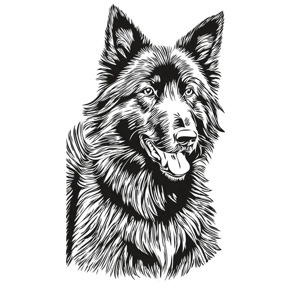 Бельгийская Овчарка Собака Футболка Отпечаток Черно Белый Милый Смешной Контур — стоковый вектор
