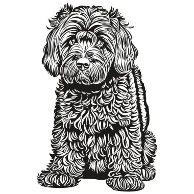 Siyah Rus teriyer köpek vektörü portre çizimi, eskiz vintage tarzı şeffaf arkaplan çizimi