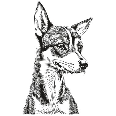 Fare Terrier köpek logo vektörü siyah beyaz, klasik köpek kafası oymalı çizim