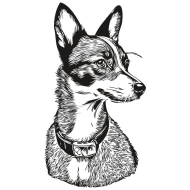 Fare Terrier köpek vektör yüzü portresi, eskiz vintage tarzı şeffaf arkaplan