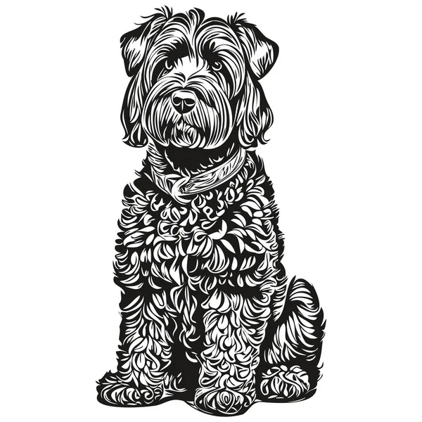 Černý Ruský Teriér Pes Kreslený Obličej Inkoust Portrét Černá Bílá — Stockový vektor