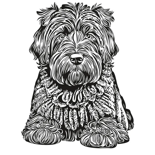 Chien Terrier Russe Noir Gravé Portrait Vectoriel Dessin Vintage Dessin — Image vectorielle