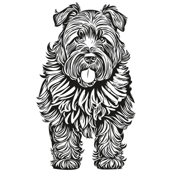 Svart Ryska Terrier Hund Graverad Vektor Porträtt Ansikte Tecknad Vintage — Stock vektor