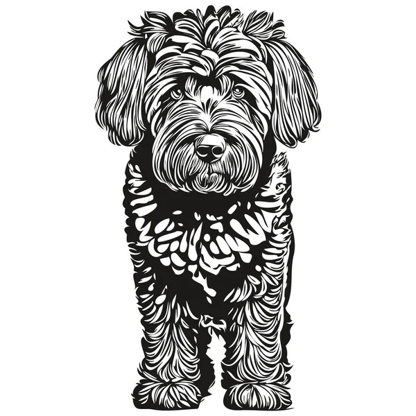Chien Terrier Russe Noir Dessiné Main Logo Dessin Noir Blanc — Image vectorielle