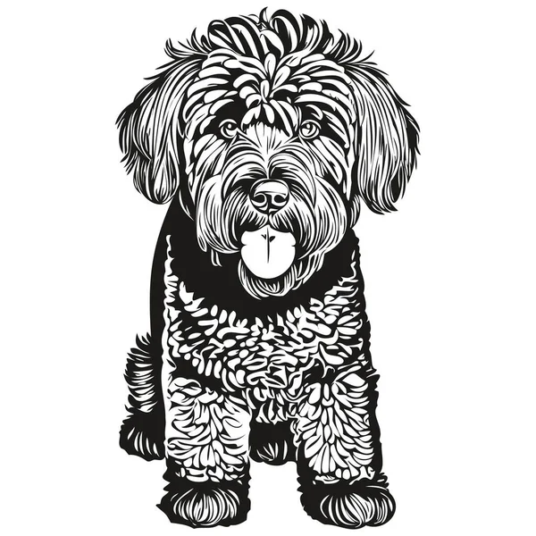 Chien Terrier Russe Noir Tête Ligne Dessin Vecteur Illustration Dessinée — Image vectorielle
