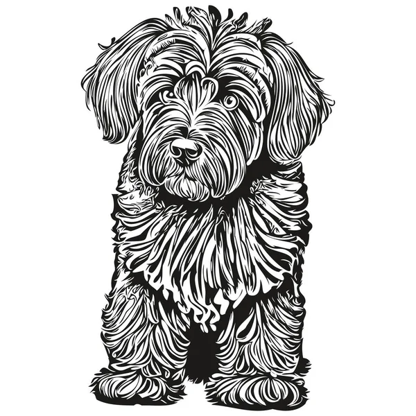 Dessin Croquis Encre Chien Black Russian Terrier Imprimé Tatouage Vintage — Image vectorielle