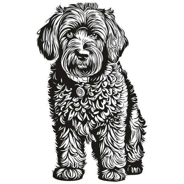 Preto Russo Terrier Cão Cabeça Linha Desenho Vetor Desenhado Mão —  Vetores de Stock
