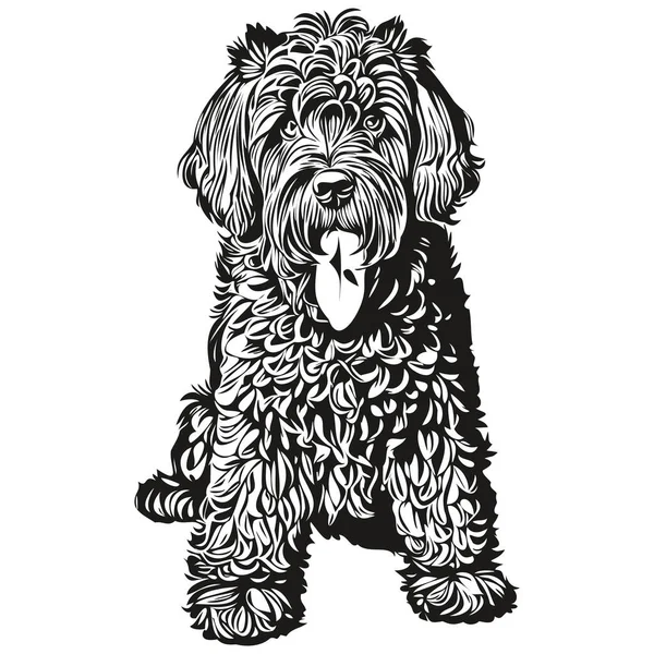 Chien Terrier Russe Noir Dessin Isolé Sur Fond Blanc Tête — Image vectorielle