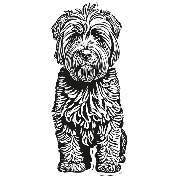 Chien Terrier Russe Noir Dessin Crayon Réaliste Vecteur Illustration Art — Image vectorielle