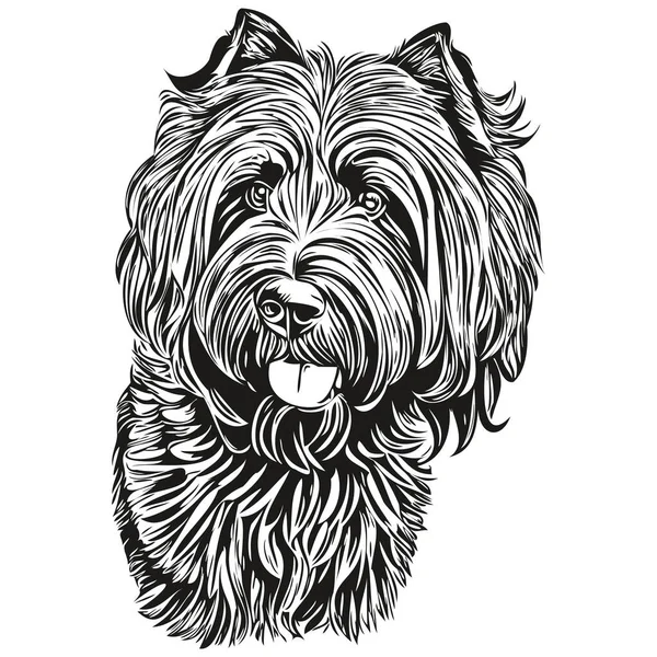 Chien Terrier Russe Noir Vecteur Visage Portrait Dessin Croquis Style — Image vectorielle