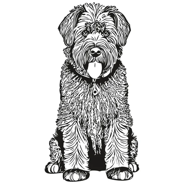 Black Russian Terrier Dog Vector Gesichtszeichnung Porträt Skizze Vintage Stil — Stockvektor