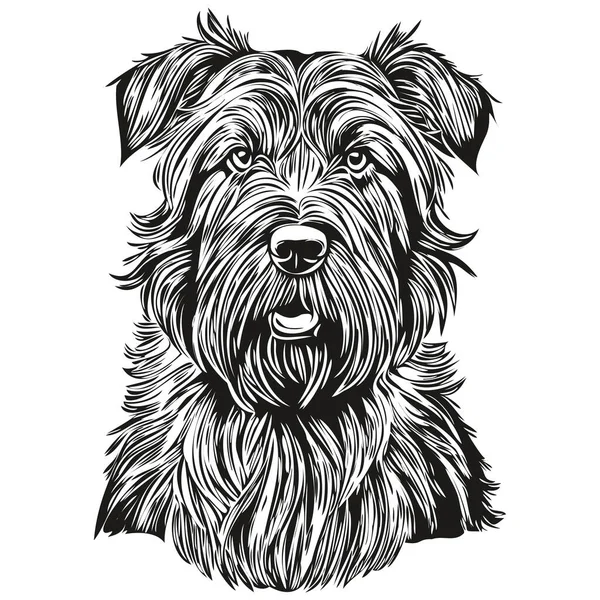 ブライア犬のロゴベクトル黒と白 ヴィンテージかわいい犬の頭が現実的な品種のペットを刻ま — ストックベクタ