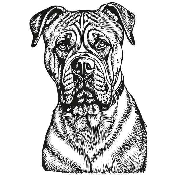 Bullmastiff Hond Silhouet Huisdier Karakter Clip Art Vector Huisdieren Tekening — Stockvector