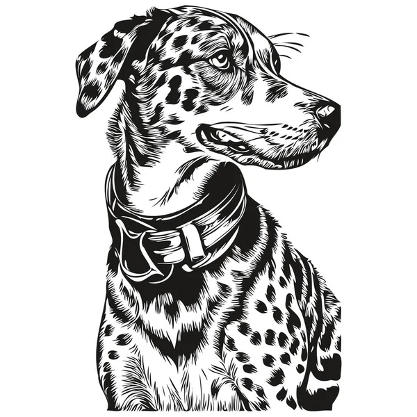 Dalmatien Chien Dessin Animé Visage Encre Portrait Dessin Croquis Noir — Image vectorielle