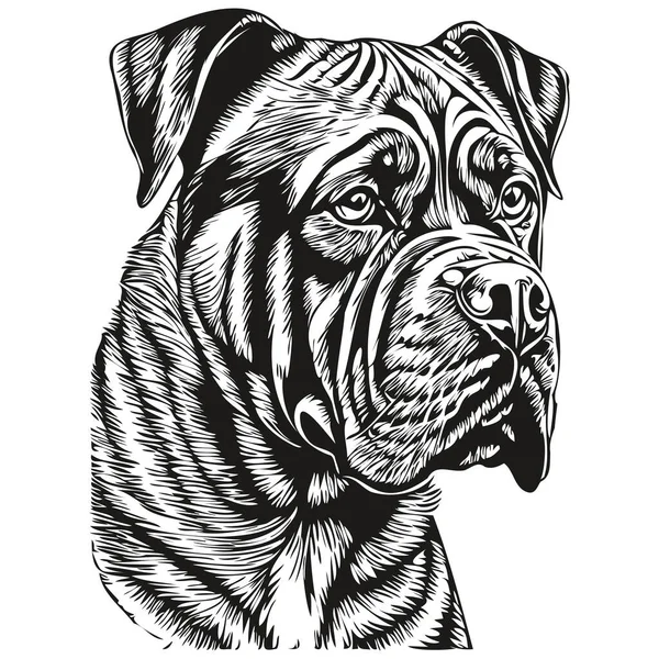 Силуэт Собаки Dogue Bordeaux Вектор Клип Арта Черно Белый Рисунок — стоковый вектор