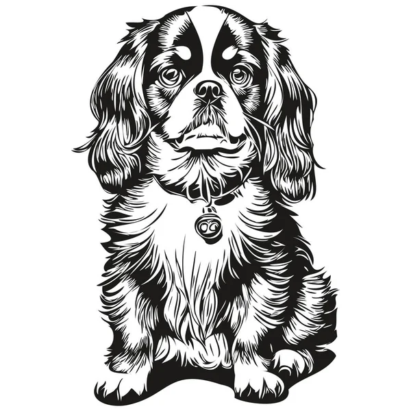 Russian Toy Spaniel Dog Portrait Vector Animal Hand Drawing Tattoo — стоковый вектор