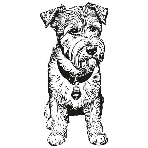 Lakeland Terrier Chien Tête Ligne Dessin Vecteur Illustration Dessinée Main — Image vectorielle