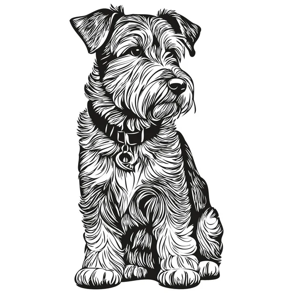 Чернильный Рисунок Собаки Лейкленд Терьер Винтажная Татуировка Отпечаток Футболки Черно — стоковый вектор