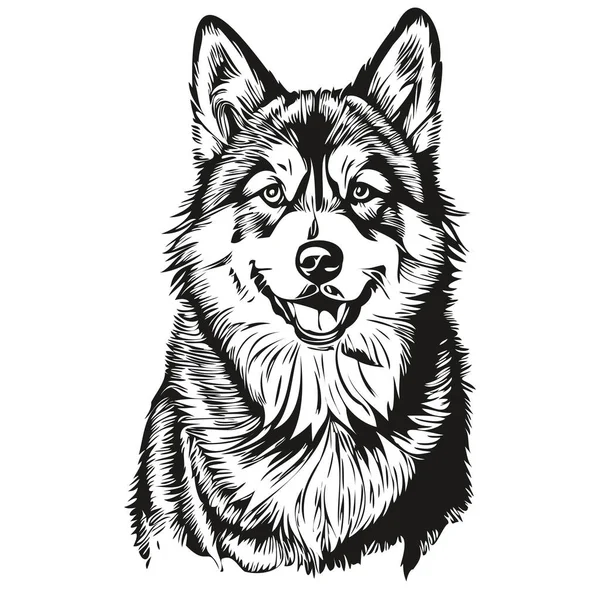 马兰杜狗标志矢量黑白 老式可爱的狗头雕刻 — 图库矢量图片