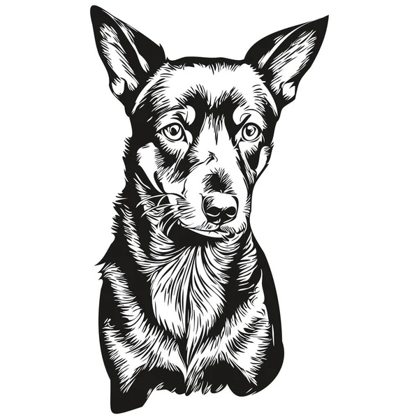 Manchester Terrier Perro Dibujado Mano Logo Dibujo Blanco Negro Línea — Vector de stock