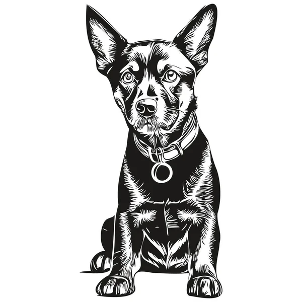 マンチェスター テリア犬のペットのスケッチ図 黒と白の彫刻ベクトル — ストックベクタ