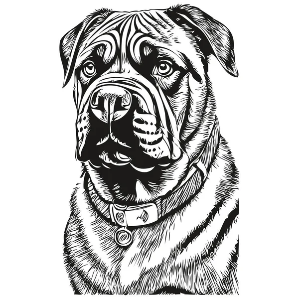 Napolitaanse Mastiff Hond Silhouet Huisdier Karakter Clip Art Vector Huisdieren — Stockvector