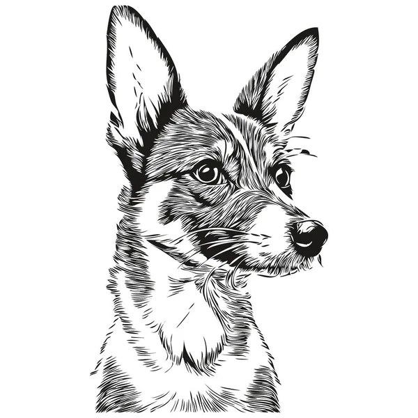 Rata Terrier Perro Mascota Silueta Animal Línea Ilustración Dibujado Mano — Vector de stock