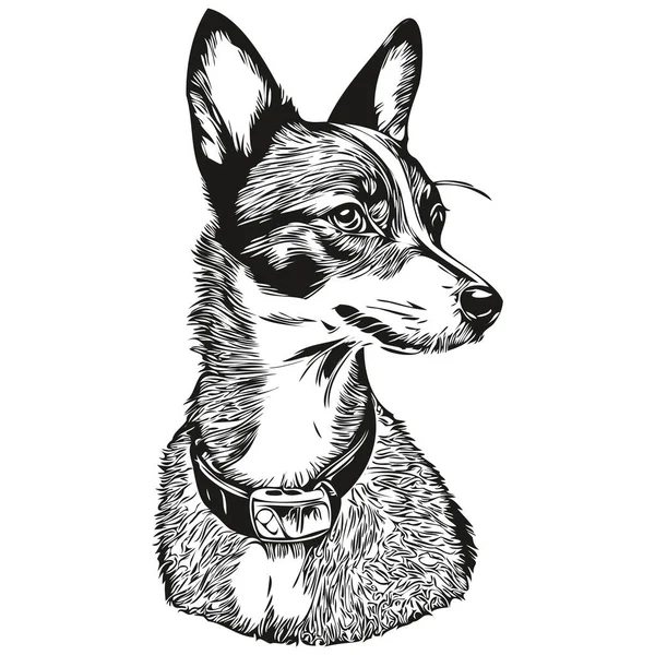Ratte Terrier Hund Vektor Gesicht Zeichnung Porträt Skizze Vintage Stil — Stockvektor
