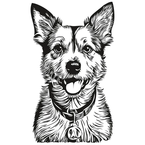 Russell Terrier Собака Нарисовал Логотип Рисунок Черно Белой Линии Животного — стоковый вектор
