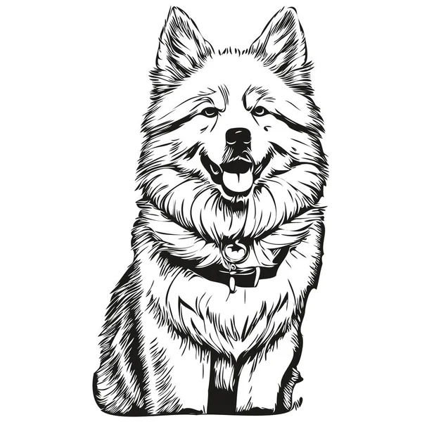 Samoyed Cão Silhueta Pet Personagem Clip Arte Vetor Animais Estimação — Vetor de Stock