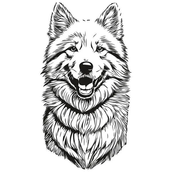 Samoyed Hund Silhouette Haustier Charakter Clip Art Vektor Haustiere Zeichnung — Stockvektor